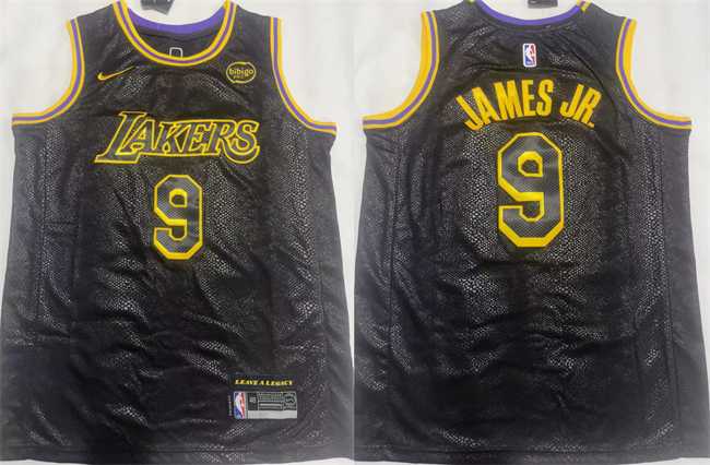 Men%27s Los Angeles Lakers #9 Bronny James Jr. Black 2024 Draft Stitched Basketball Jersey->los angeles lakers->NBA Jersey